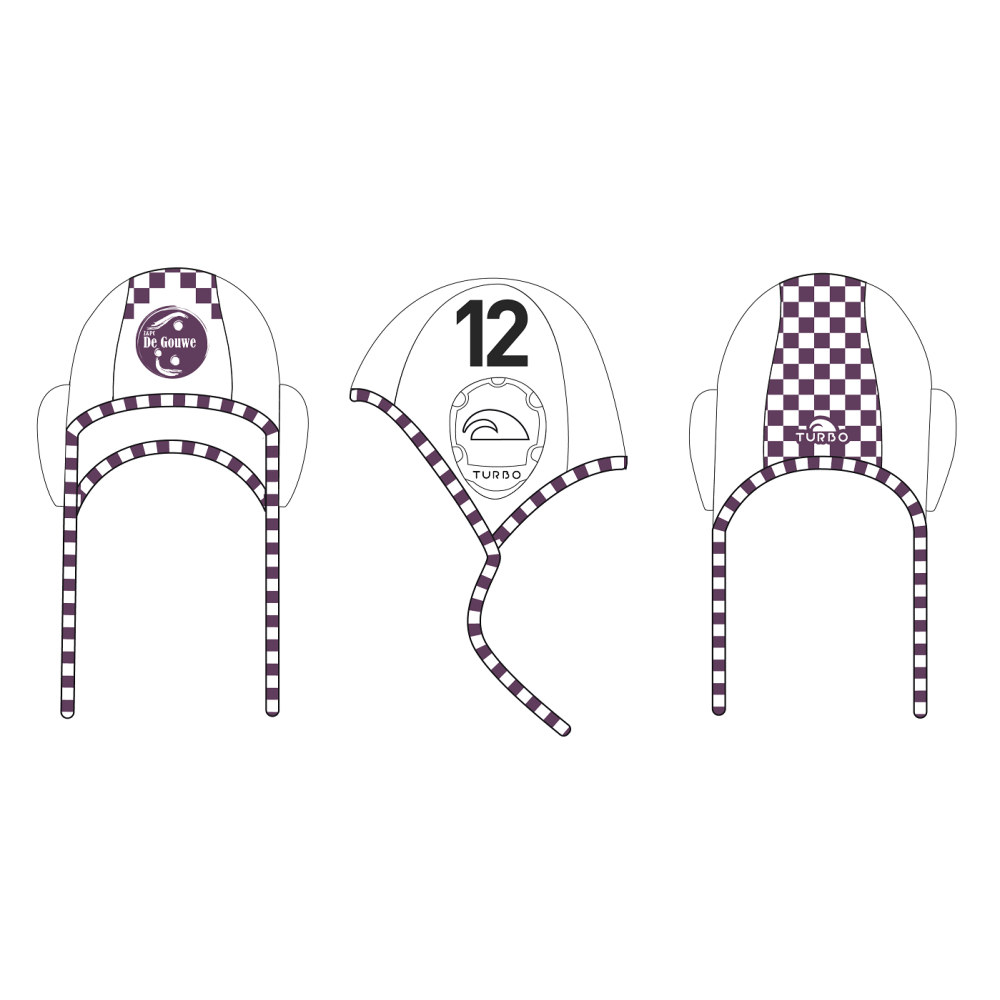 Waterpolo cap set zwart/wit. 2 caps